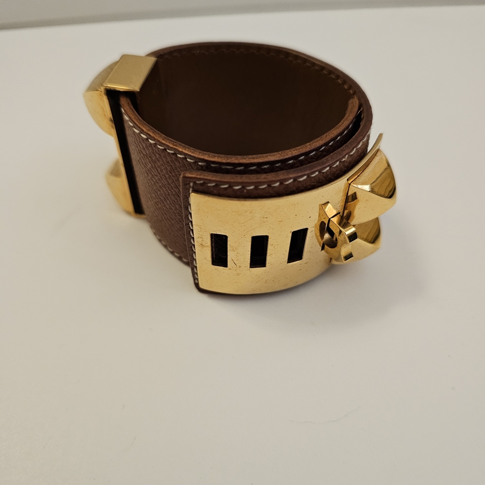 Hermes Tan Leather Belt with Gold Buckle